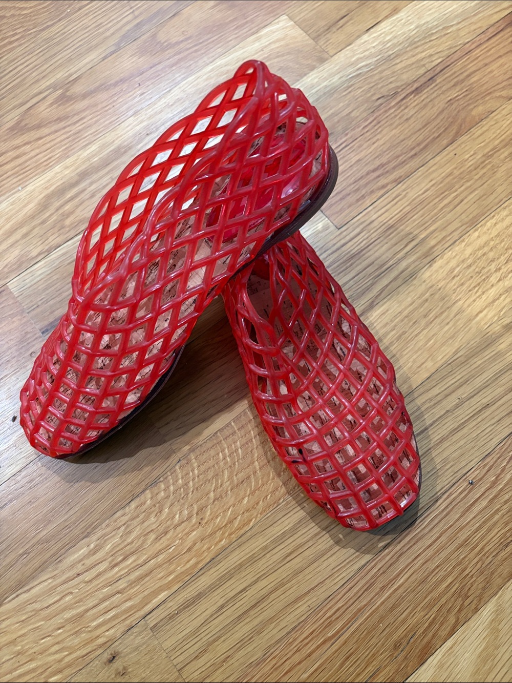 Women’s Italian Red “Jelly” rubber Slip-On Flats